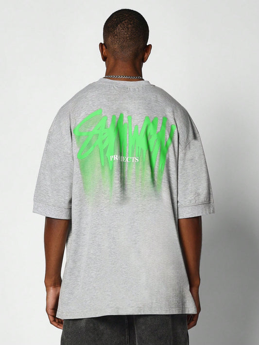 SUMWON Oversized Short Sleeve Tee with Graffiti Graphic Print