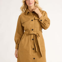 Women'S Belted Utility Mini Dress with Long Sleeves, Sizes XS-XXL