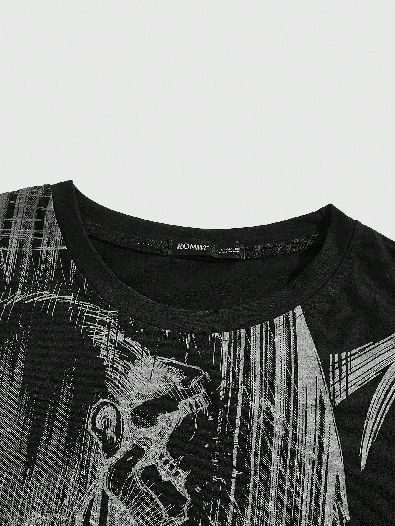 ROMWE X Attack on Titan Men Skull Print Tee, School