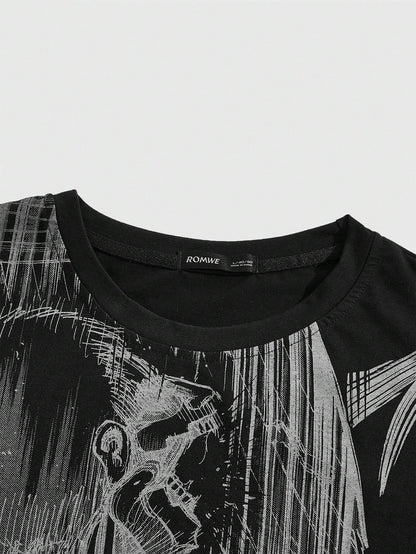 ROMWE X Attack on Titan Men Skull Print Tee, School