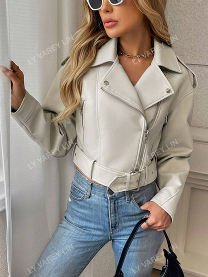 Women'S Solid Color Simple Daily Zip-Up Short Jacket