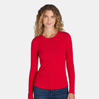 Ribbed Crewneck Tee with Long Sleeves, Women'S and Women'S Plus