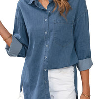 Denim Shirts for Women Button down Blouses Long Sleeve Casual Tops Fall Outfits