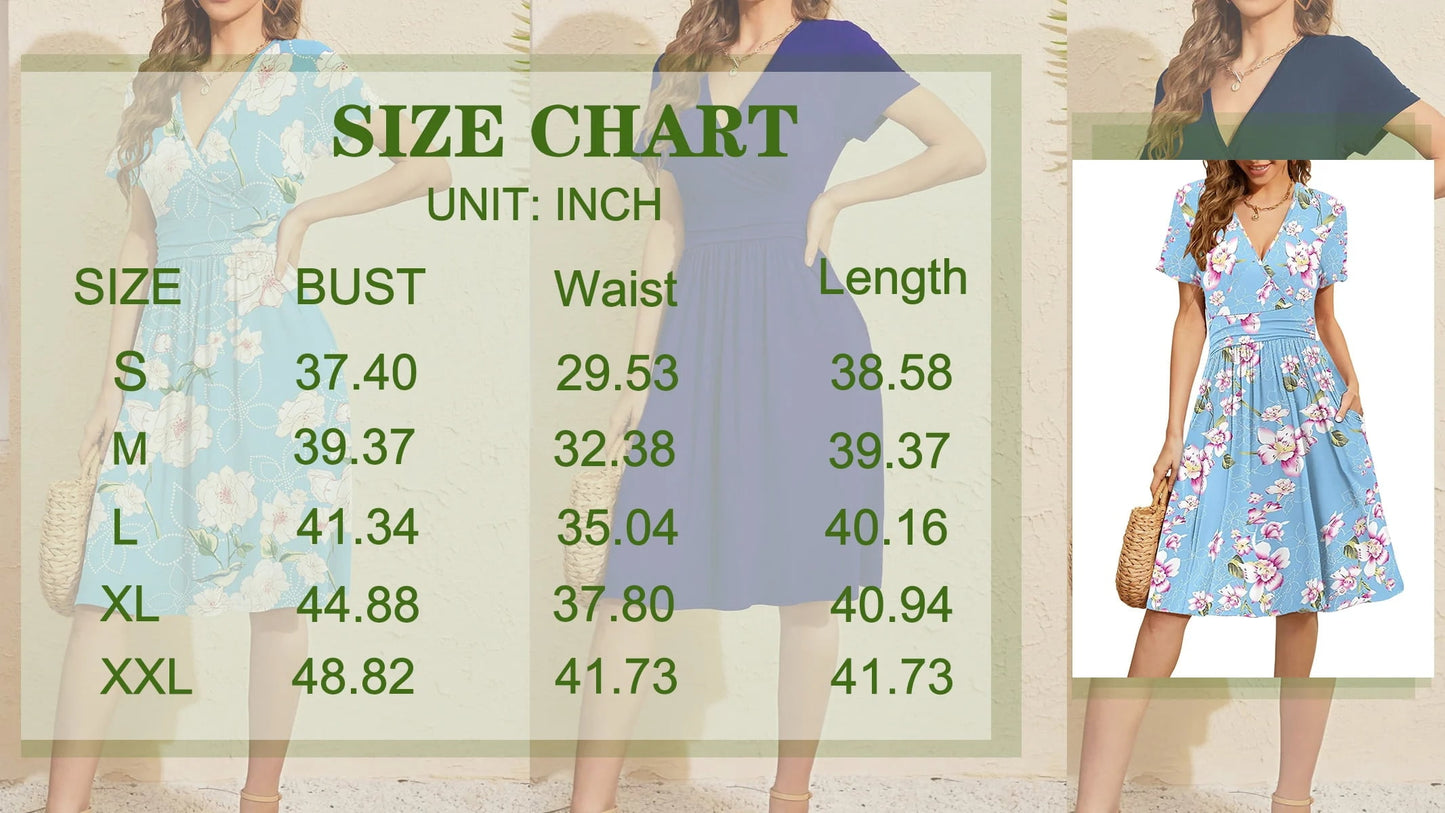 Dresses for Women Casual Dresses V-Neck Party Summer Dress 2023 with Pockets