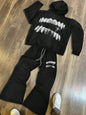 Manfinity EMRG Men'S Casual Teeth Print Hoodie Sweatshirt & Sweatpants Set, Spring & Autumn