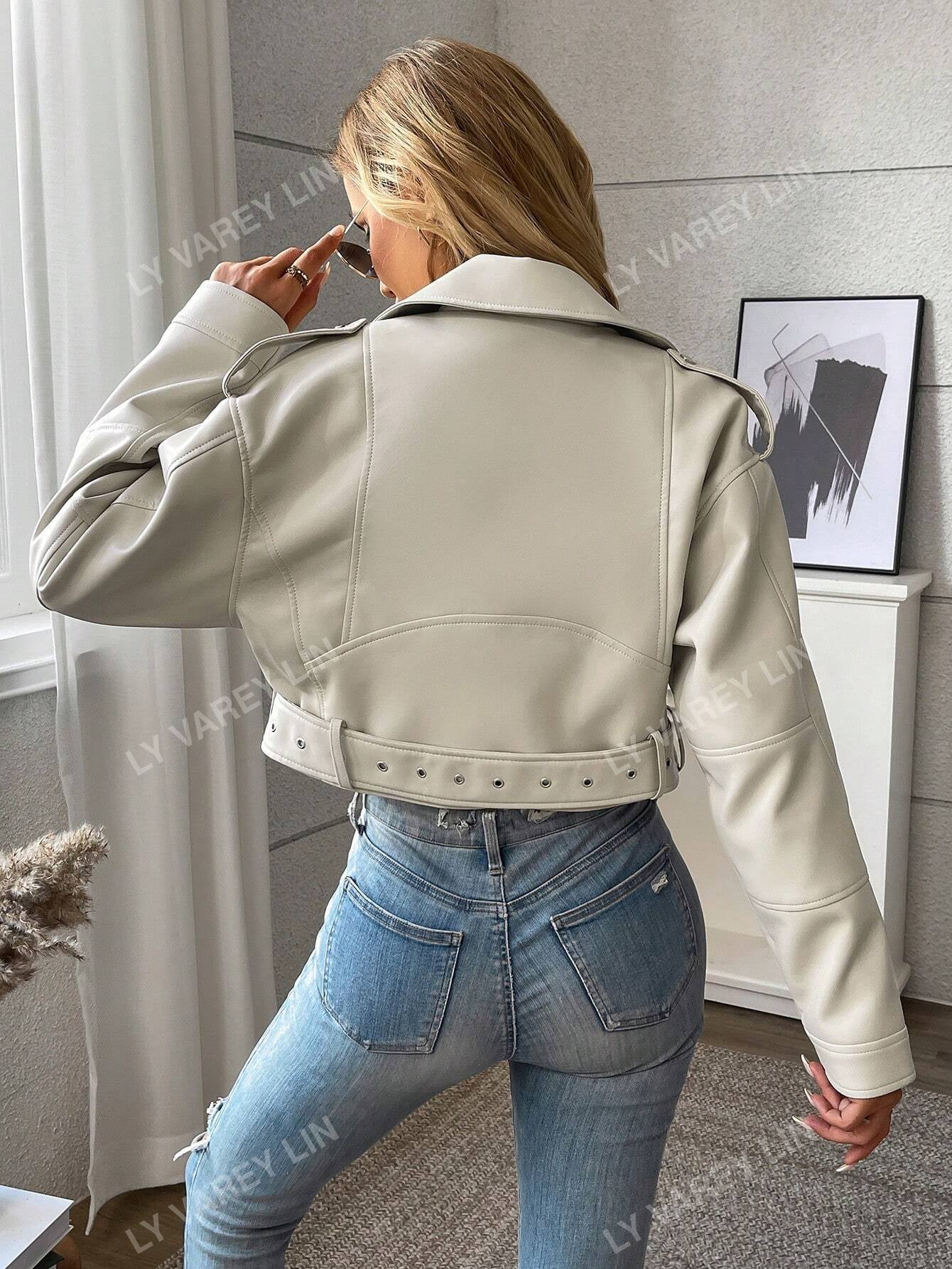 Women'S Solid Color Simple Daily Zip-Up Short Jacket