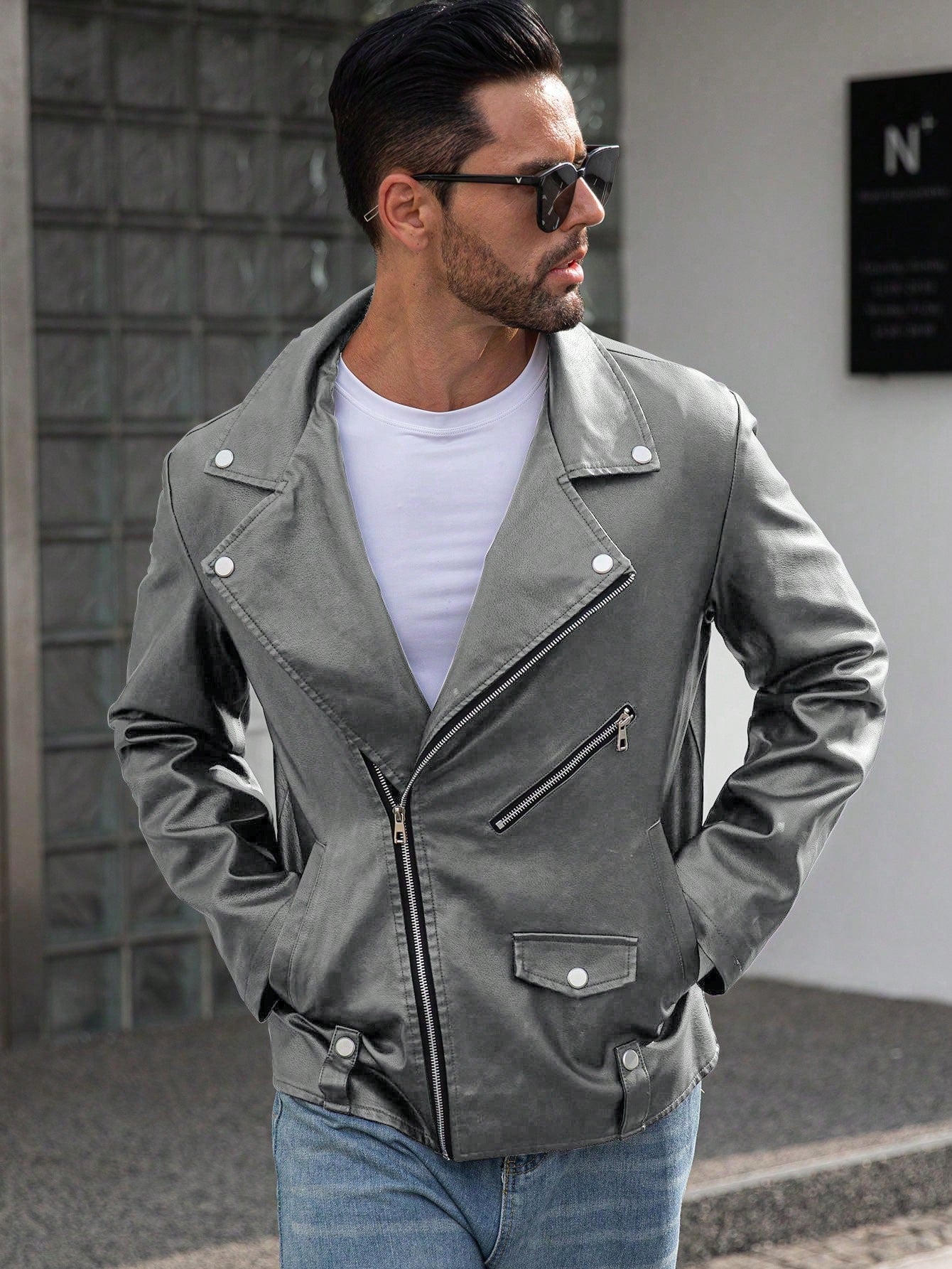Manfinity LEGND Men'S Vintage Casual Lapel Jacket, Autumn Season