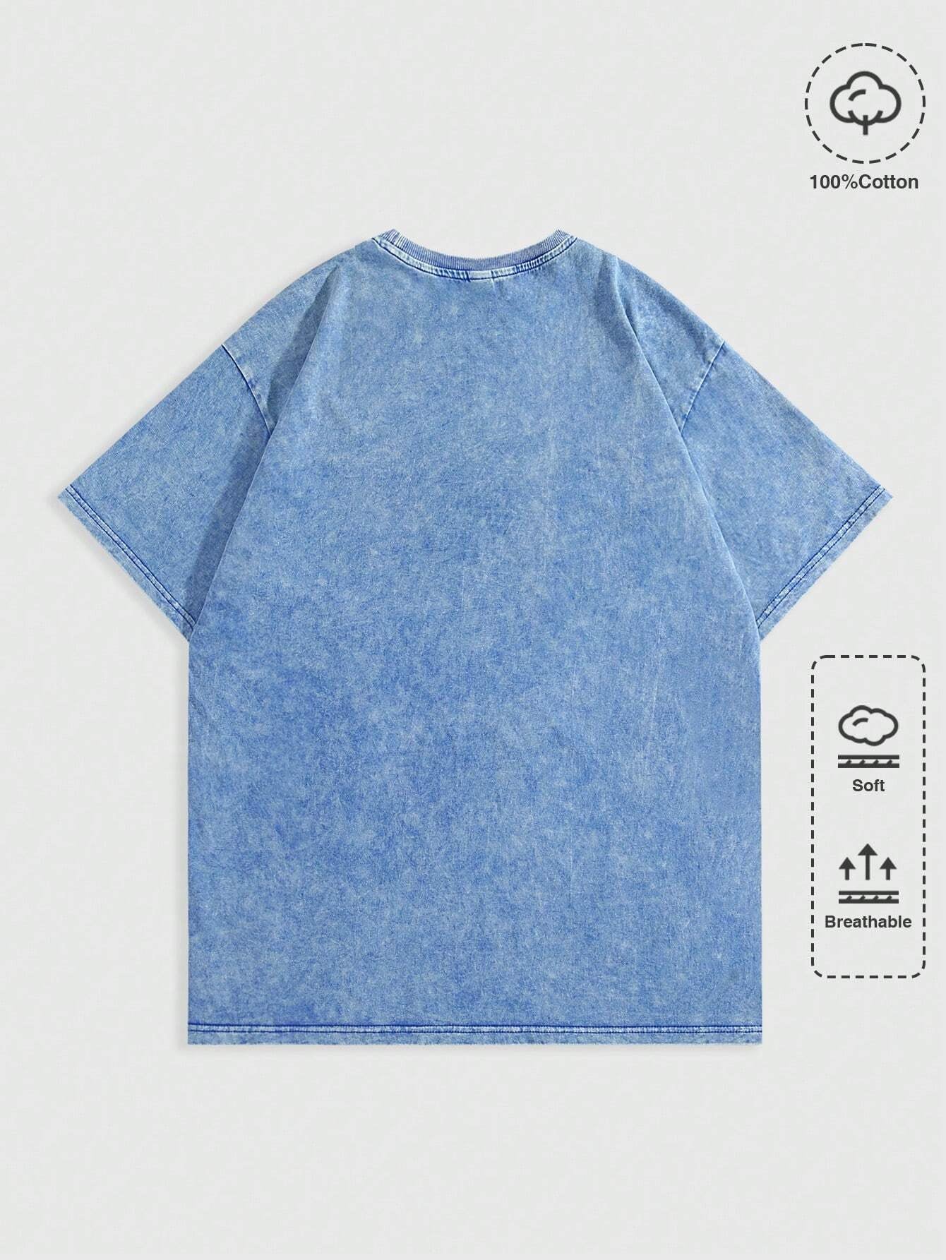 ROMWE MEN Street Life Men'S Casual Loose round Neck Oversized Short Sleeve T-Shirt for Summer, School