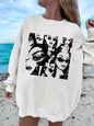Ezwear Oversized Casual Street Figure Print Crew Neck Dropped Shoulder Long Sleeve Sweatshirt for Women, Autumn/Winter