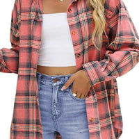 Plaid Flannel Shirts for Women Oversized Long Sleeve Button down Shirts Blouses Tops