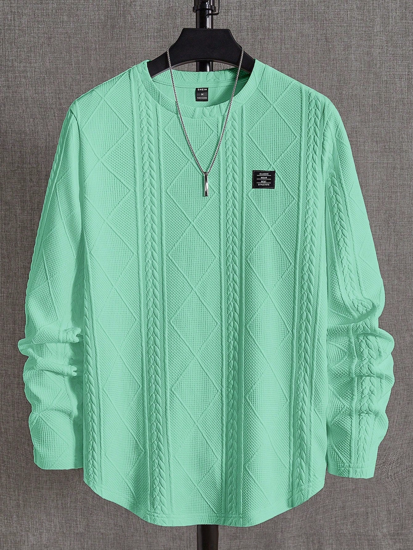 Manfinity Modagents Men'S Striped Knitted Casual round Neck Long Sleeve T-Shirt with Letter Logo