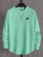 Manfinity Modagents Men'S Striped Knitted Casual round Neck Long Sleeve T-Shirt with Letter Logo
