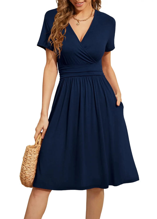 Dresses for Women Casual Dresses V-Neck Party Summer Dress 2023 with Pockets