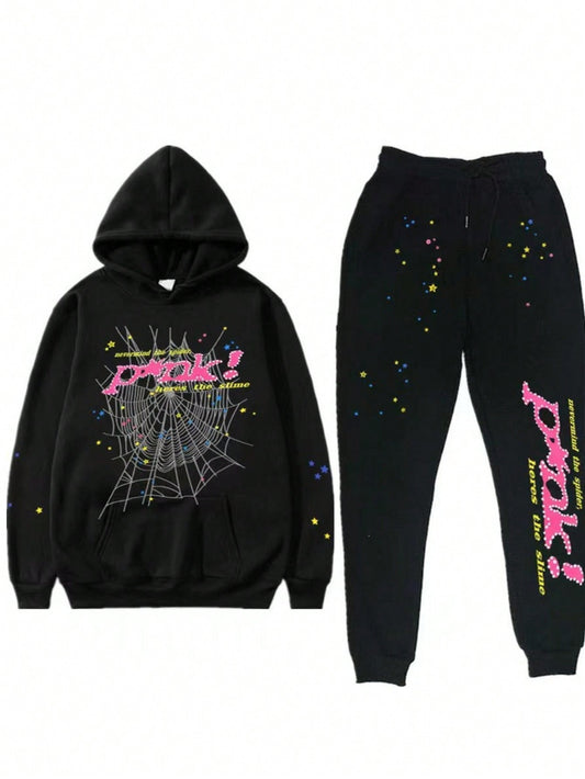 Hip Hop Spider Hoodies Set Y2K Hoodie Tracksuit Pullover Sweatshirt for Women Men Matching Hoodies for Couples