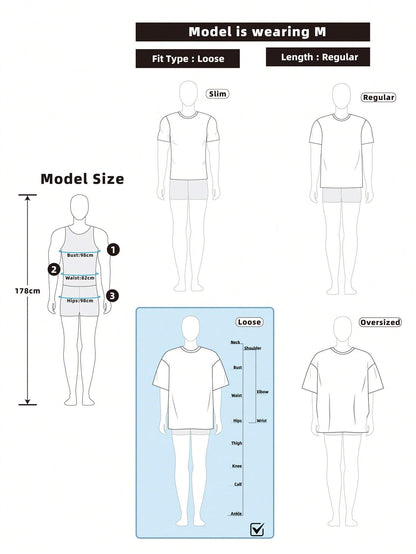 Manfinity EMRG Men Loose Fit Letter Graphic Drop Shoulder round Neck Short Sleeve T-Shirt, Going Out Street Wear, Boyfriend Gift