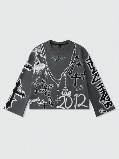 ROMWE MEN Street Life Men'S Oversized Short Style Long Sleeve Hoodie