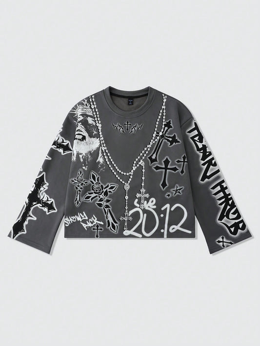 ROMWE MEN Street Life Men'S Oversized Short Style Long Sleeve Hoodie