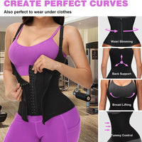 Corset Waist Trainer Vest for Women Weight Loss ,Tummy Control Sport Workout Body Shaper Black with Zipper & Straps for Men,Black,2Xl