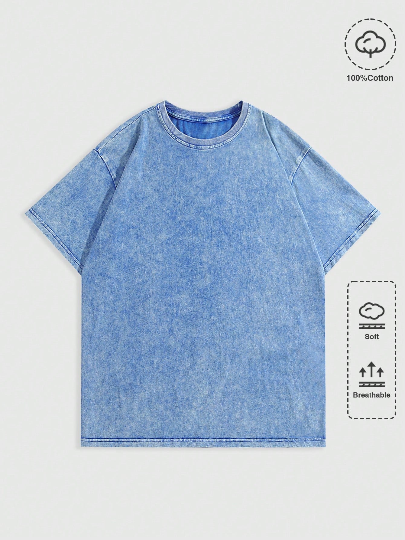 ROMWE MEN Street Life Men'S Casual Loose round Neck Oversized Short Sleeve T-Shirt for Summer, School