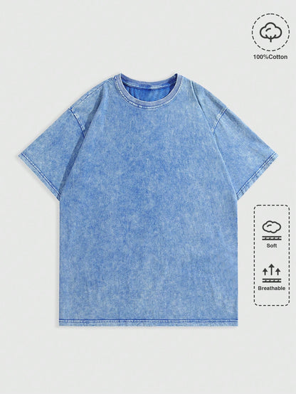 ROMWE MEN Street Life Men'S Casual Loose round Neck Oversized Short Sleeve T-Shirt for Summer, School