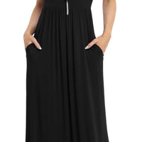 Women'S Short Sleeve Loose Plain Maxi Dresses Casual Long Dresses with Pockets