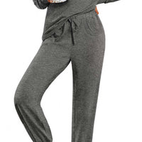 Womens Pajamas Sets Long Sleeve Top and Pant with Pockets Lounge Wear Set Oufits