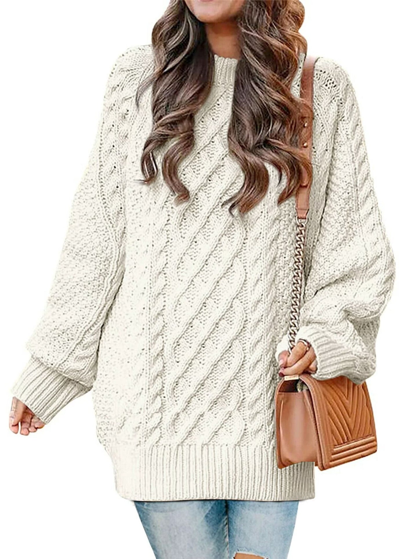 Oversized Sweaters for Women Cable Knit Chunky Pullover Sweater