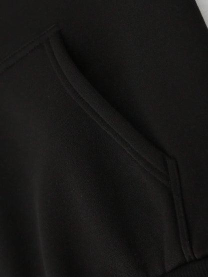 Men Letter Hand Graphic Drawstring Thermal Lined Hoodie