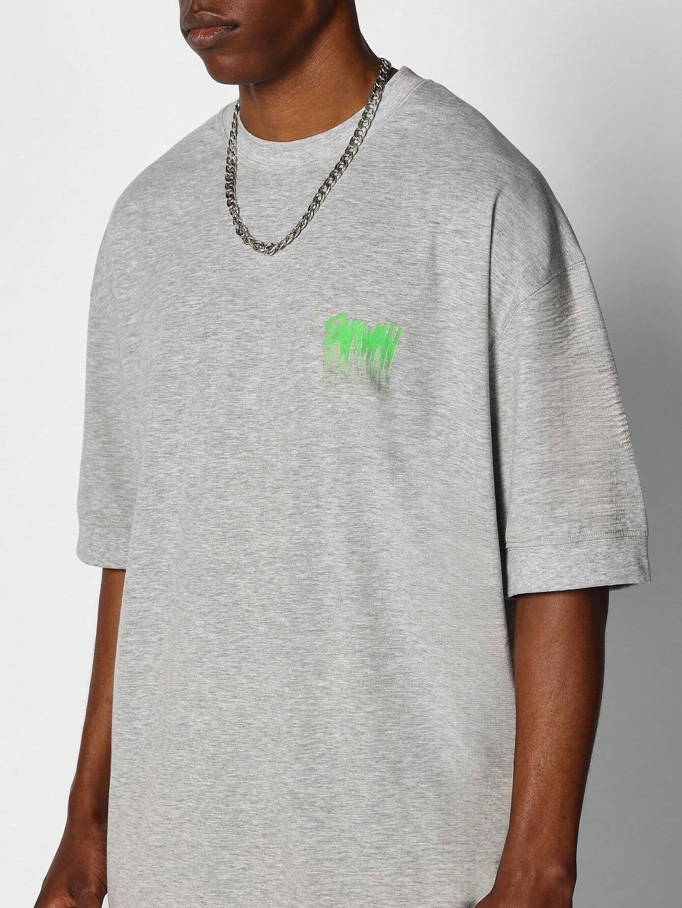 SUMWON Oversized Short Sleeve Tee with Graffiti Graphic Print