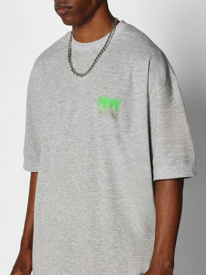 SUMWON Oversized Short Sleeve Tee with Graffiti Graphic Print