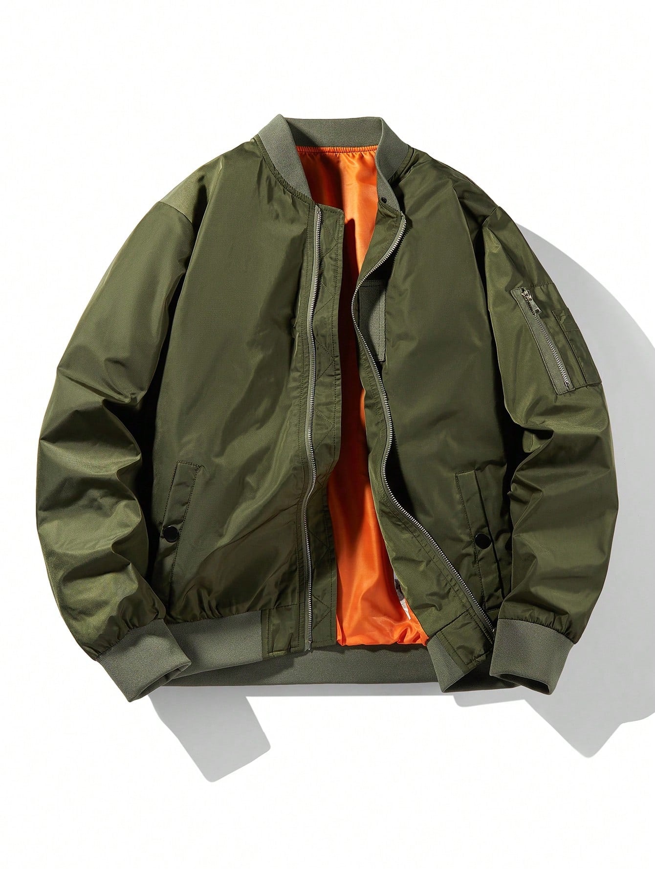 Men'S Plain Baseball Collar Casual Retro New Tops Baseball Jacket, Spring/Autumn
