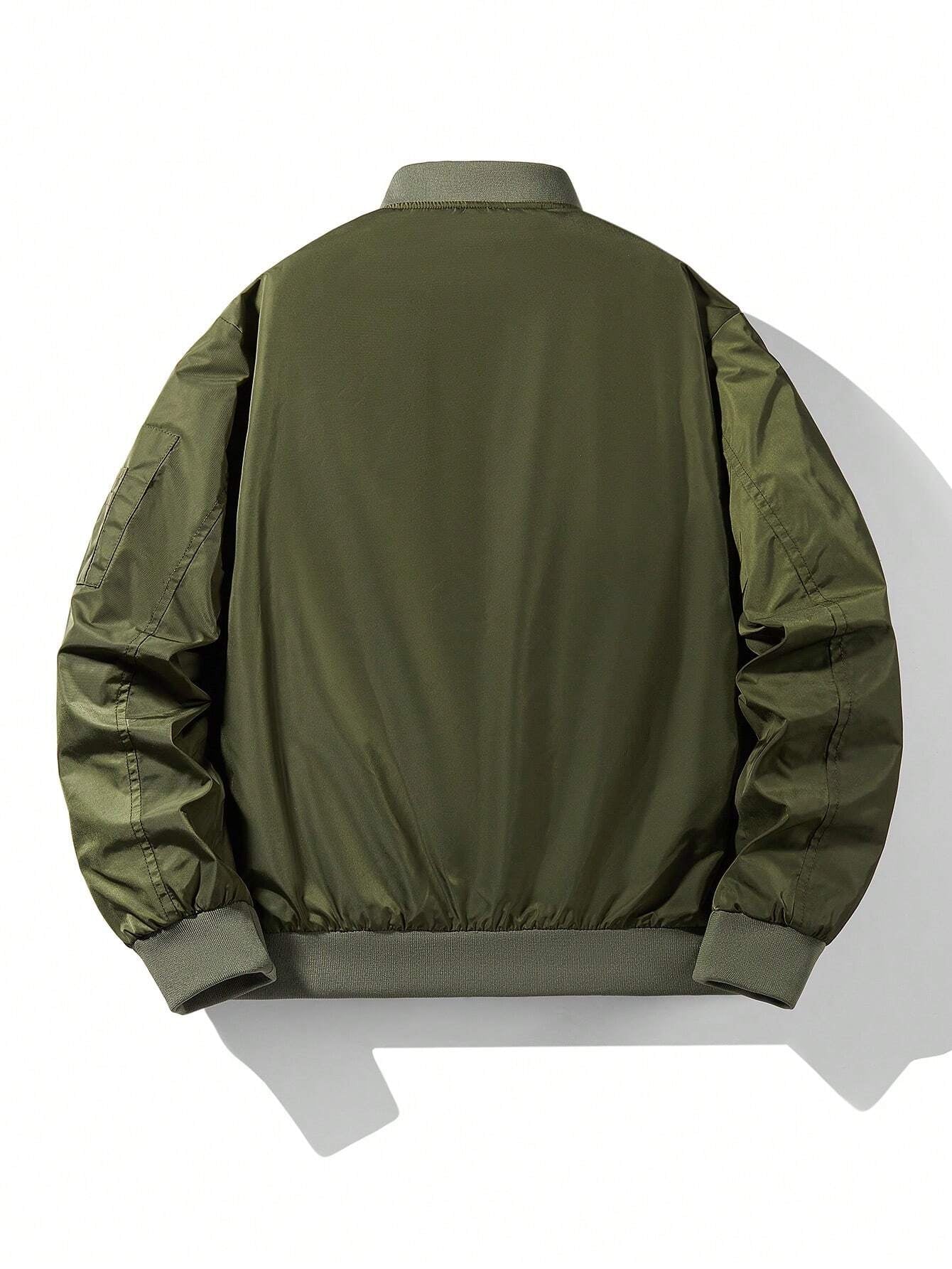 Men'S Plain Baseball Collar Casual Retro New Tops Baseball Jacket, Spring/Autumn