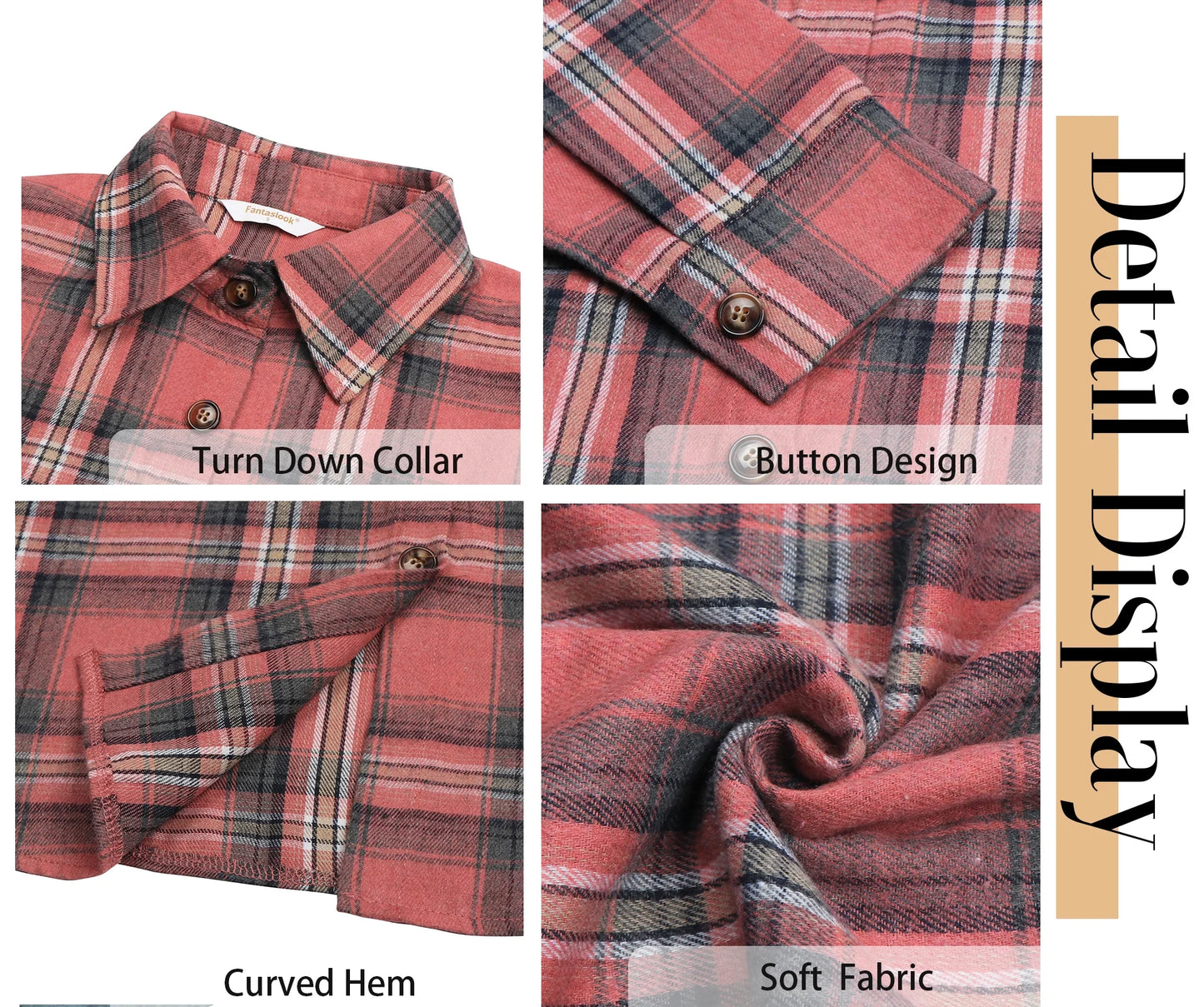 Plaid Flannel Shirts for Women Oversized Long Sleeve Button down Shirts Blouses Tops