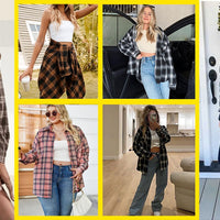 Plaid Flannel Shirts for Women Oversized Long Sleeve Button down Shirts Blouses Tops