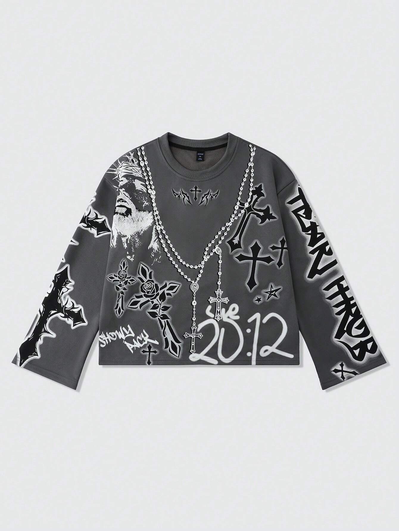 ROMWE MEN Street Life Men'S Oversized Short Style Long Sleeve Hoodie