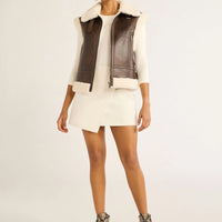 Women'S Faux Suede Zip Vest with Faux Shearling Lining, Heavyweight, Sizes XS-XXL