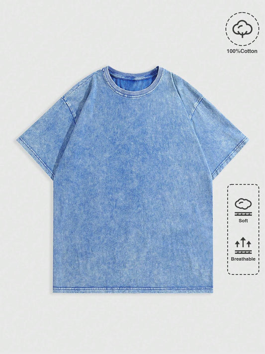 ROMWE MEN Street Life Men'S Casual Loose round Neck Oversized Short Sleeve T-Shirt for Summer, School
