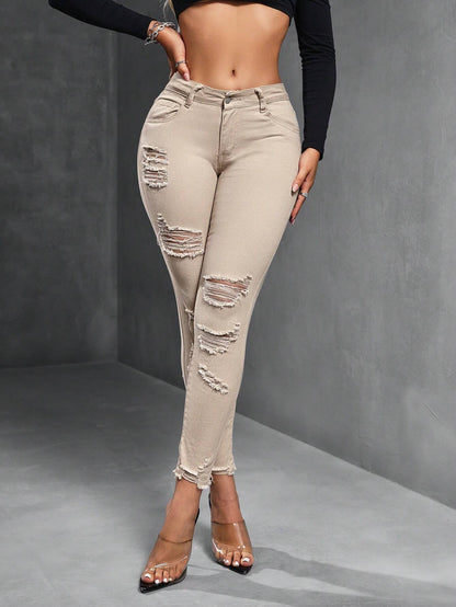 SXY Women'S Casual Distressed Skinny Jeans with Pockets