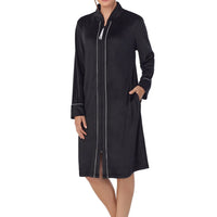 Women'S Stretch Velour Long Sleeve Zip Front Sleepwear Robe with Pockets, Sizes XS-5X