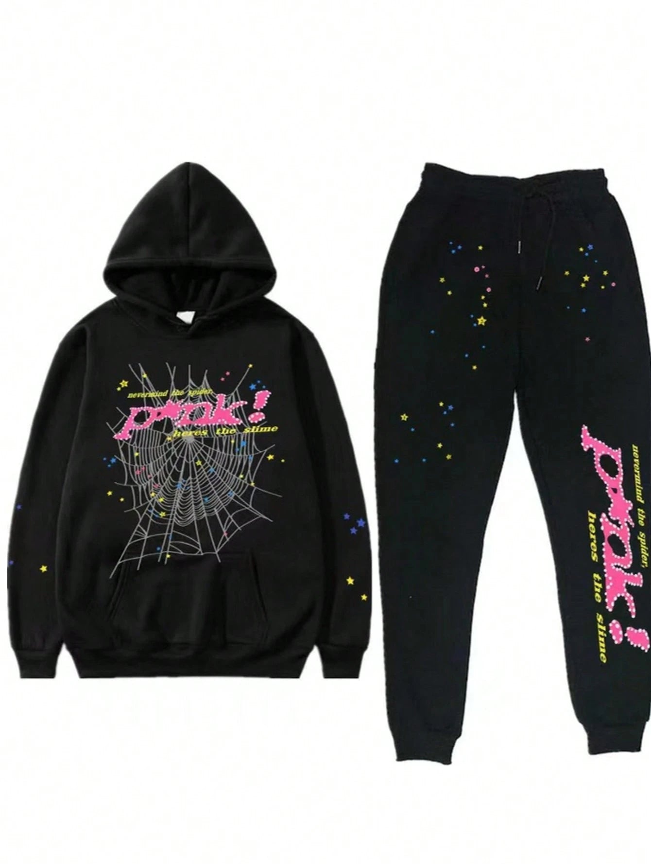 Hip Hop Spider Hoodies Set Y2K Hoodie Tracksuit Pullover Sweatshirt for Women Men Matching Hoodies for Couples