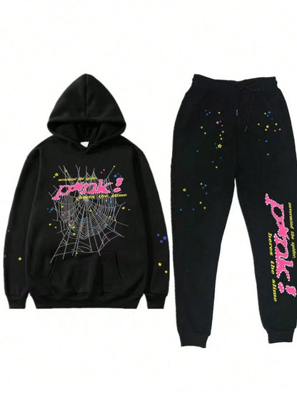 Hip Hop Spider Hoodies Set Y2K Hoodie Tracksuit Pullover Sweatshirt for Women Men Matching Hoodies for Couples