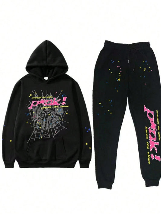 Hip Hop Spider Hoodies Set Y2K Hoodie Tracksuit Pullover Sweatshirt for Women Men Matching Hoodies for Couples