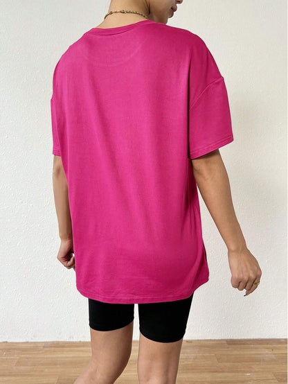 Unity Oversized Loose Fit Simple Drop Shoulder T-Shirt, Casual, Crew Neck, Short Sleeve, Fashionable Streetwear Women'S Summer Graphic Tee Graphic Tees Women Tops