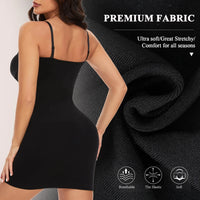 2 Packs Shapewear Slips for under Dresses Women'S Tummy Control Body Shaper Slimming Seamless Cami Slip