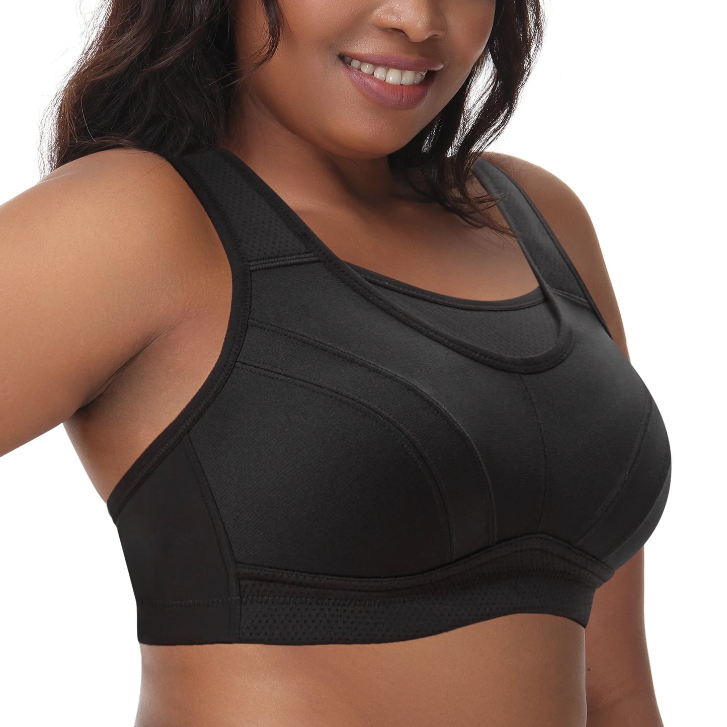 Women'S Sports Bras plus Size High Impact Full Support Non-Padded Wireless Workout Running Exercise Bra Activewear, Black 36DDD