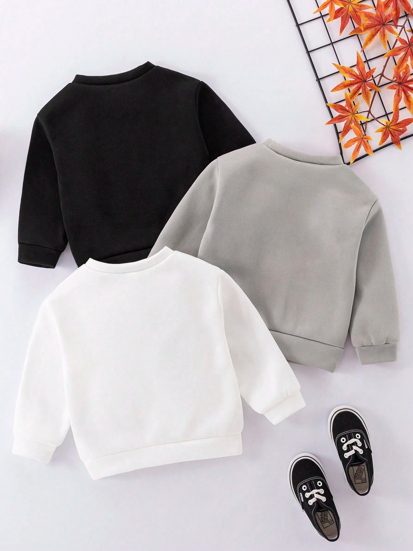 Young Boy 3Pcs/Set Casual Letter Printed Long Sleeve Sweatshirts for Daily Wear in Autumn and Winter