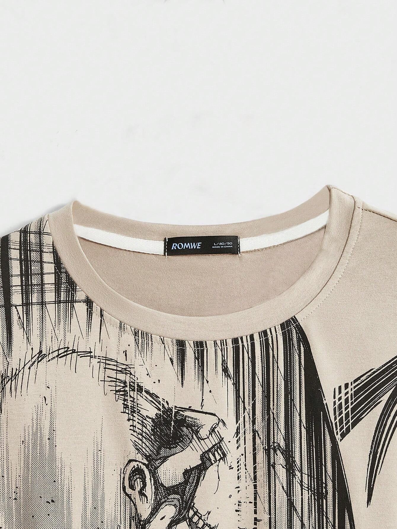 ROMWE X Attack on Titan Men Skull Print Tee, School