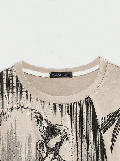 ROMWE X Attack on Titan Men Skull Print Tee, School