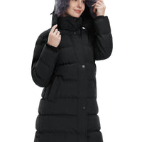 Women'S Recycled Thicken Winter Coat Waterproof Winter Jacket Long Winter Snow Jacket Black L