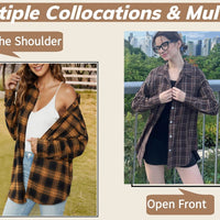 Plaid Flannel Shirts for Women Oversized Long Sleeve Button down Shirts Blouses Tops